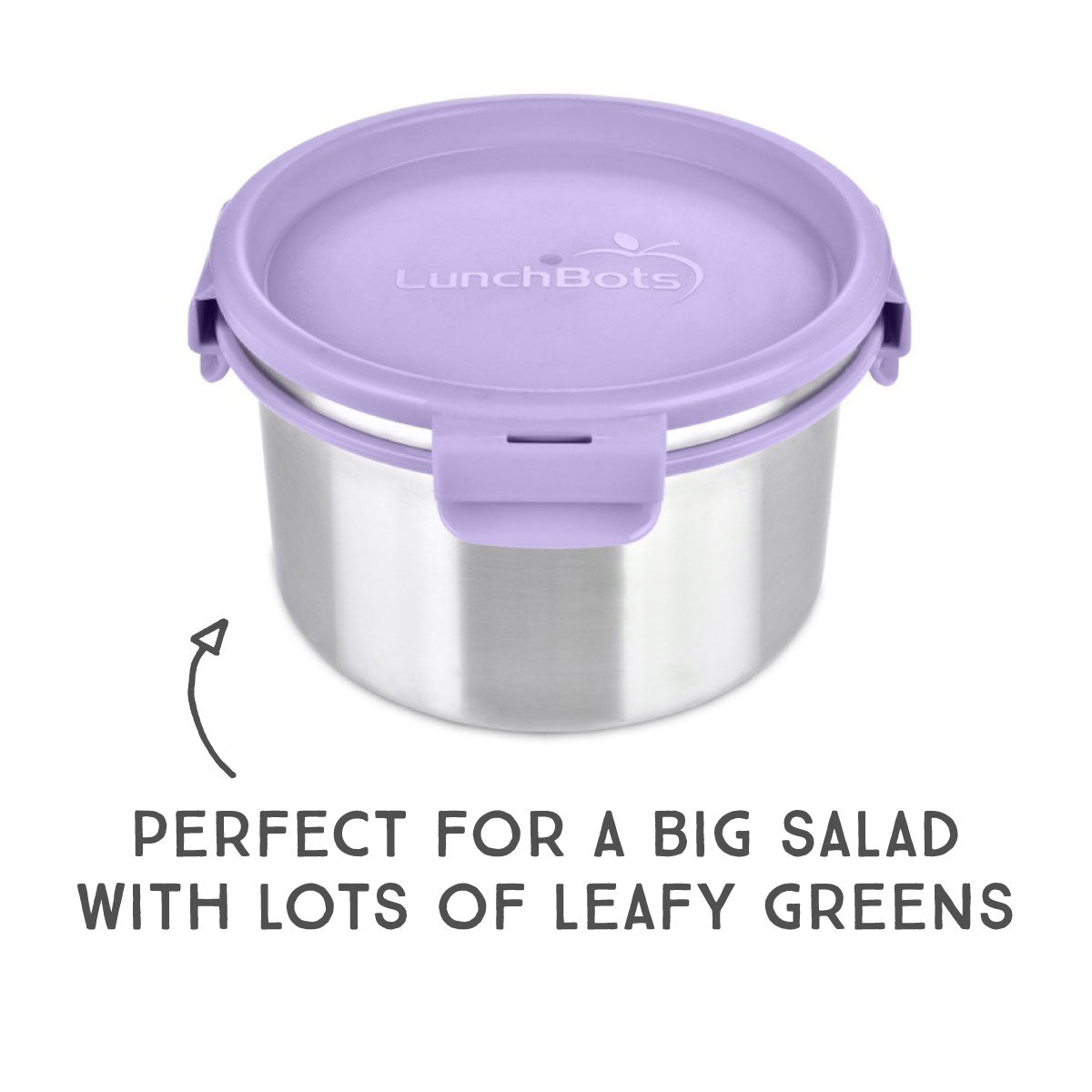 6 Cup Bowl, Salad Bowl, Leak-Proof To-Go Container LunchBots Lid Color: Lavender