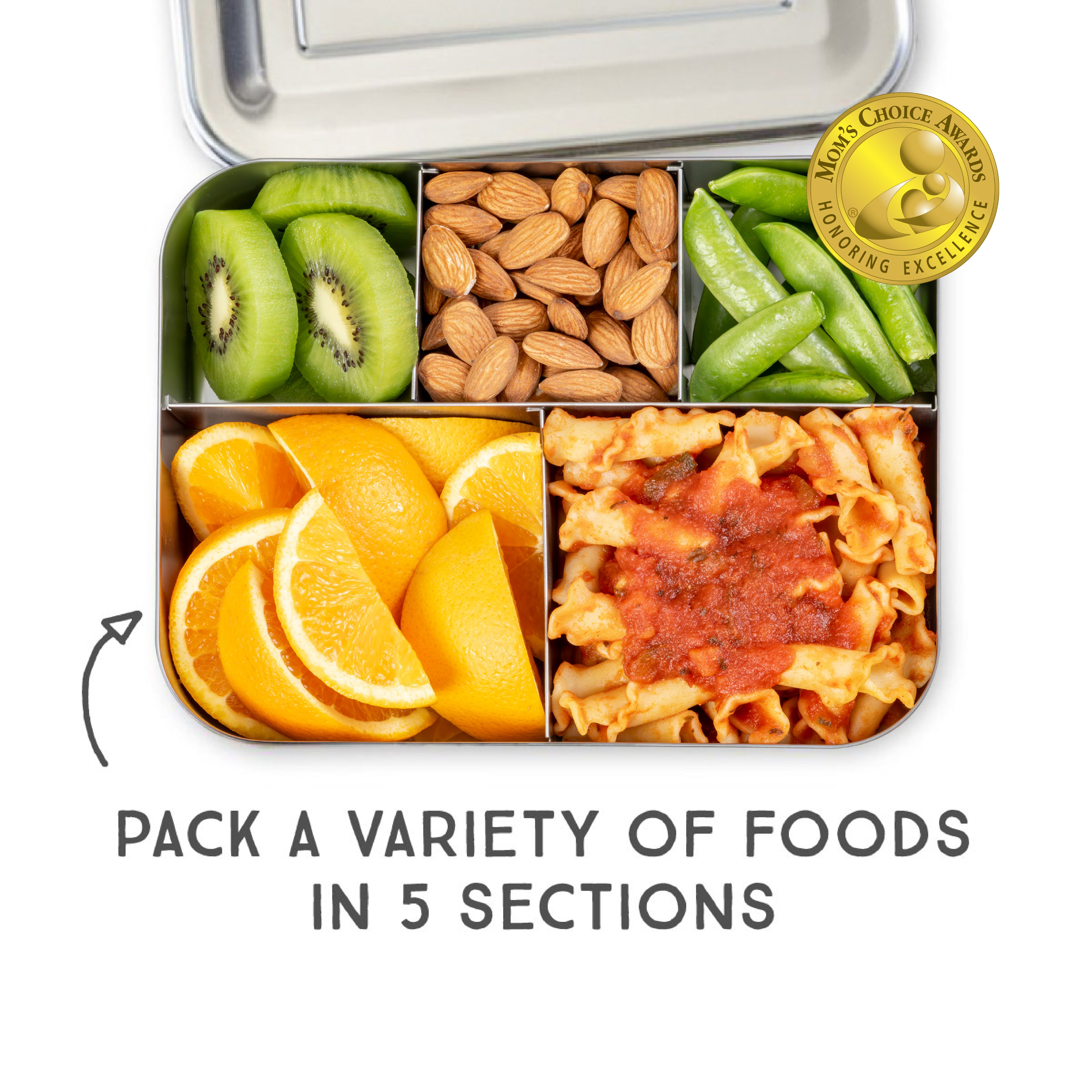 LunchBots Large Cinco 5-Compartment Bento Box