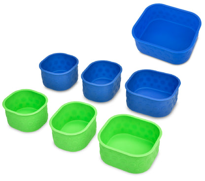 Mini Silicone Bento Cup Set of 6 - Green Blue