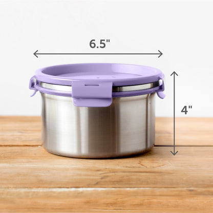 LunchBots 3 Cup Stainless Steel Salad Bowl Container Lavender