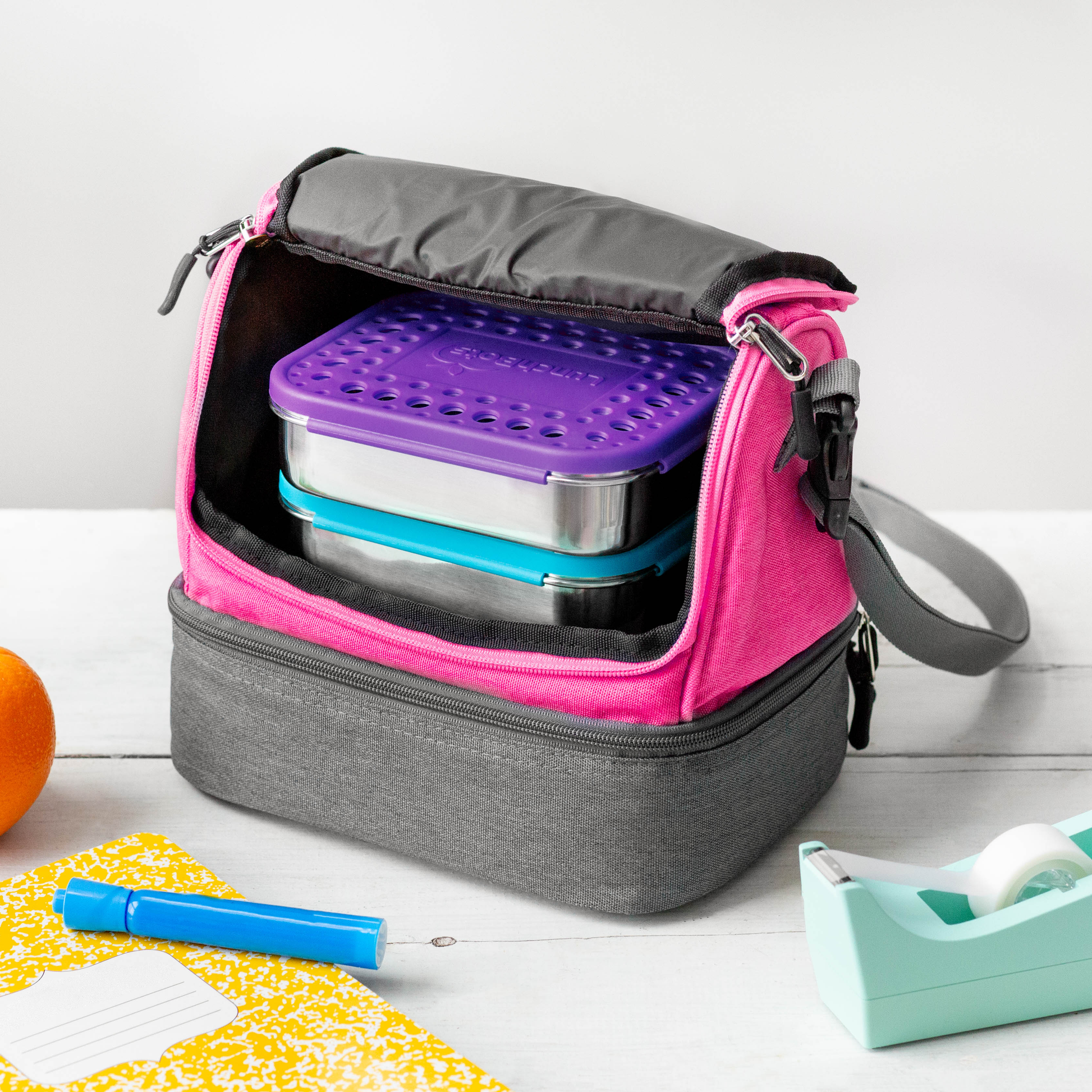 LunchBots Duplex Insulated Bento Box Lunch Bag Royal