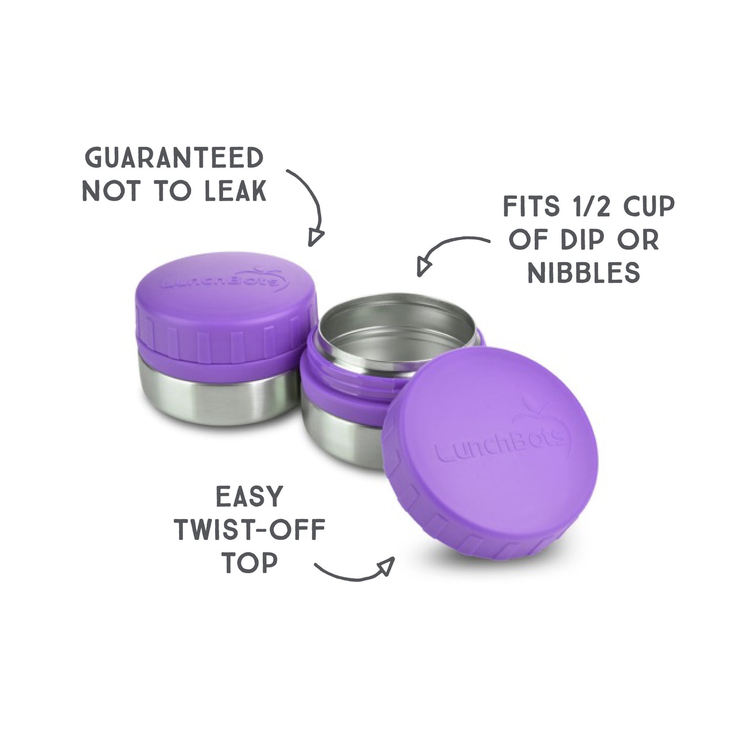 TUPPERWARE Set of 2 - 4-oz Snack Cups Bowls w/ Round Seals PURPLE